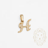 Pendentif - Or 10K jaune "H" script pavé de cz - PEG848