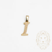 Pendentif - Or 10K jaune "I" script pavé de cz - PEG849
