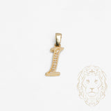 Pendentif - Or 10K jaune "I" script pavé de cz - PEG849