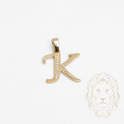 Pendentif - Or 10K jaune "K" script pavé de cz - PEG851