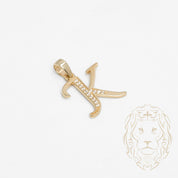 Pendentif - Or 10K jaune "K" script pavé de cz - PEG851
