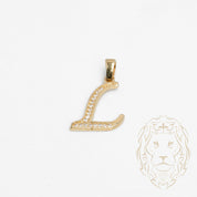 Pendentif - Or 10K jaune "L" script pavé de cz - PEG852