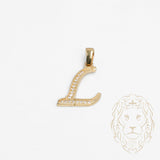 Pendentif - Or 10K jaune "L" script pavé de cz - PEG852