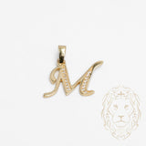 Pendentif - Or 10K jaune "M" script pavé de cz - PEG853