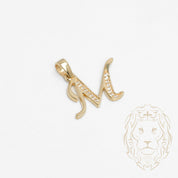 Pendentif - Or 10K jaune "M" script pavé de cz - PEG853