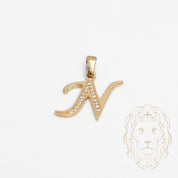 Pendentif - Or 10K jaune "N" script pavé de cz - PEG854