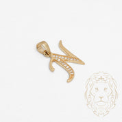 Pendentif - Or 10K jaune "N" script pavé de cz - PEG854