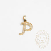 Pendentif - Or 10K jaune "P" script pavé de cz - PEG856