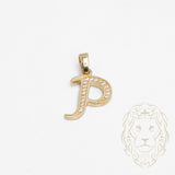 Pendentif - Or 10K jaune "P" script pavé de cz - PEG856
