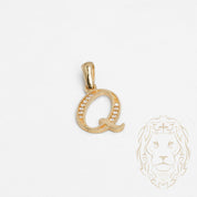 Pendentif - Or 10K jaune "Q" script pavé de cz - PEG857