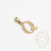 Pendentif - Or 10K jaune "Q" script pavé de cz - PEG857