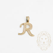 Pendentif - Or 10K jaune "R" script pavé de cz - PEG858