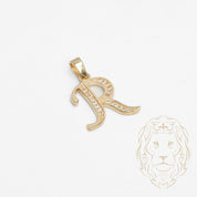 Pendentif - Or 10K jaune "R" script pavé de cz - PEG858