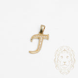 Pendentif - Or 10K jaune "T" script pavé de cz - PEG860