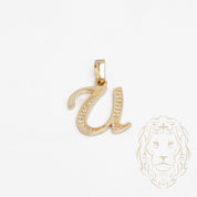 Pendentif - Or 10K jaune "U" script pavé de cz - PEG861
