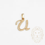 Pendentif - Or 10K jaune "U" script pavé de cz - PEG861