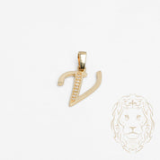 Pendentif - Or 10K jaune "V" script pavé de cz - PEG862