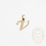 Pendentif - Or 10K jaune "V" script pavé de cz - PEG862