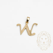 Pendentif - Or 10K jaune "W" script pavé de cz - PEG863