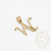 Pendentif - Or 10K jaune "W" script pavé de cz - PEG863