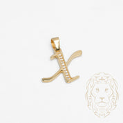 Pendentif - Or 10K jaune "X" script pavé de cz - PEG864