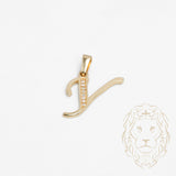 Pendentif - Or 10K jaune "Y" script pavé de cz - PEG865