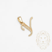 Pendentif - Or 10K jaune "Y" script pavé de cz - PEG865