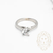 Bague de fiançailles - Or 18K blanc solitaire pierre cz 6.4mm coupe rond brillant - RIG836