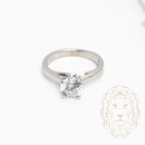 Bague de fiançailles - Or 18K blanc solitaire pierre cz 6.4mm coupe rond brillant - RIG836