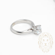 Bague de fiançailles - Or 18K blanc solitaire pierre cz 6.4mm coupe rond brillant - RIG836