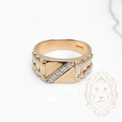 Bague - Or 10K deux tons jaune & blanc sertie de diamants naturels 0.10CT - RIGD533