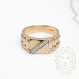 Ring - 10K Two-Tone Yellow & White Gold Set with 0.10CT Natural Diamonds - RIGD533