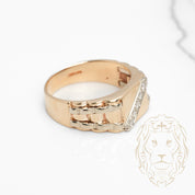 Bague - Or 10K deux tons jaune & blanc sertie de diamants naturels 0.10CT - RIGD533