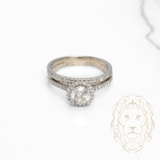 Bague de fiançailles - Or 14K blanc halo diamants naturels coupe rond brillant 0.80CT - RIGD535