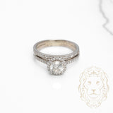 Bague de fiançailles - Or 14K blanc halo diamants naturels coupe rond brillant 0.80CT - RIGD535