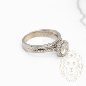 Bague de fiançailles - Or 14K blanc halo diamants naturels coupe rond brillant 0.80CT - RIGD535