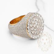 Bague - Or 10K deux tons jaune & blanc cercle pavé de diamants lab VVS 9.10CT coupe rond brillant - RIGL073