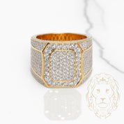 Bague - Or 10K deux tons jaune & blanc pavé de diamants lab VVS 4.27CT coupe rond brillant - RIGL074