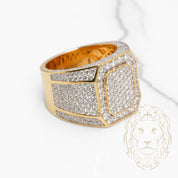 Bague - Or 10K deux tons jaune & blanc pavé de diamants lab VVS 4.27CT coupe rond brillant - RIGL074