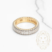 Bague - Or 10K deux tons jaune & blanc semi-éternité diamants lab VVS coupe émeraude 2.37CT & rond brillant 0.40CT - RIGL075