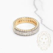 Bague - Or 10K deux tons jaune & blanc semi-éternité diamants lab VVS coupe émeraude 2.37CT & rond brillant 0.40CT - RIGL075