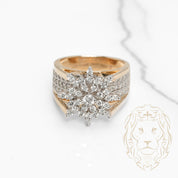 Bague de fiançailles - Or 10K deux tons jaune & blanc grappe de diamants lab 1.50CT coupe rond brillant - RIGL076