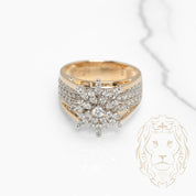 Bague de fiançailles - Or 10K deux tons jaune & blanc grappe de diamants lab 1.00CT coupe rond brillant - RIGL077