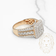 Bague de fiançailles - Or 10K deux tons jaune & blanc carré composé de diamants lab 2.05CT coupe rond brillant - RIGL078