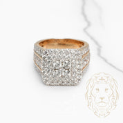 Bague de fiançailles - Or 10K deux tons jaune & blanc carré composé de diamants lab 4.00CT coupe rond brillant - RIGL079