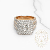 Bague de fiançailles - Or 10K deux tons jaune & blanc carré composé de diamants lab 4.00CT coupe rond brillant - RIGL079