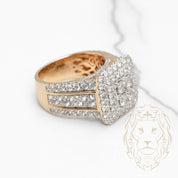 Bague de fiançailles - Or 10K deux tons jaune & blanc carré composé de diamants lab 4.00CT coupe rond brillant - RIGL079