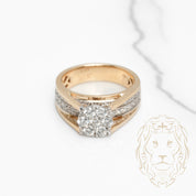 Bague de fiançailles - Or 10K deux tons jaune & blanc cercle composé de diamants lab 1.00CT coupe rond brillant - RIGL080