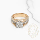 Bague de fiançailles - Or 10K deux tons jaune & blanc cercle composé de diamants lab 1.00CT coupe rond brillant - RIGL080