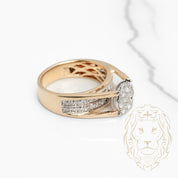 Bague de fiançailles - Or 10K deux tons jaune & blanc cercle composé de diamants lab 1.00CT coupe rond brillant - RIGL080